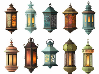 Vintage Lanterns: A captivating collection of ornate lanterns, each exuding unique charm and intricate design. These lanterns, with their warm glows, are a testament to artistic craftsmanship.