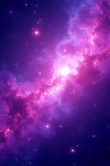Fototapeta premium Purple and Pink Nebula in Deep Space with Glowing Stars