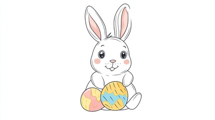 Obraz premium Cute Easter Bunny holding Eggs