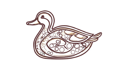 Fototapeta premium Minimalist duck icon with elegant swirls, soft and cute design