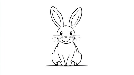 Obraz premium Simple black and white cartoon rabbit