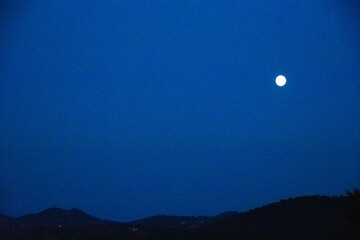 Full moon in a dark blue sky