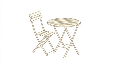Outdoor folding table and chair illustration
