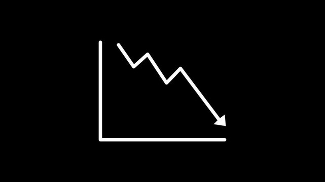 Business loss concept line graph falling down animation. financial loss graph chart line art animation.