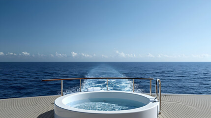 Obraz premium Luxury Ocean View Hot Tub On Yacht Deck