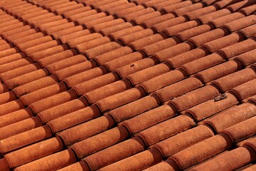 Close-up of clay roof tiles