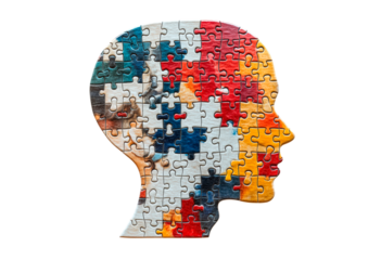 Human head from puzzle concept of world mental health day isolated on transparent background