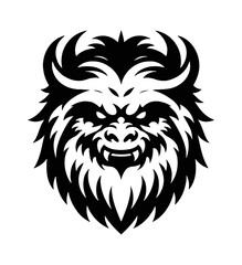 Obraz premium Gorilla Face Black and White Vector Graphic Design with Intricate Details and Sharp Lines