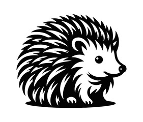 Hedgehog Vector Illustration Isolated on White Background Featuring Black and White Design
