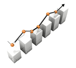 Business growing graph icon Silver colour 3D object on white background High quality photo