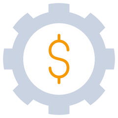 Dollar Gear Flat Design Style Icon, Banking And Financial Concept