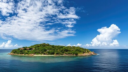 Tropical caribbean island in open ocean