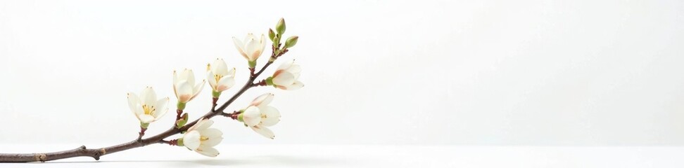 Single branch on white background with subtle shadows, white, wood