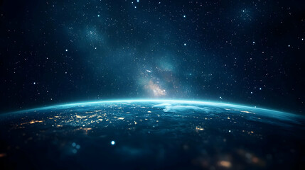 Obraz premium Earth From Space At Night With City Lights