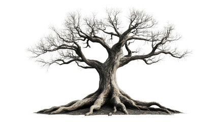 Majestic leafless tree standing tall on transparent background