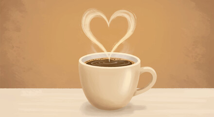 Obraz premium Warm and Cozy Coffee Clipart with Heart-Shaped Steam
