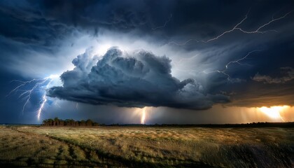 A serene atmosphere is disrupted by impending storm as ominous clouds gather and lightning