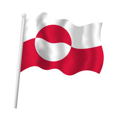 Greenland flag vector isolated object illustration. Greenlandic bicolor flag on flagpole waving © Anna Shalygina