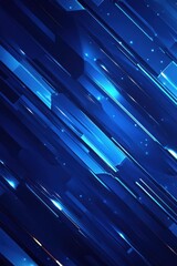 Abstract blue diagonal lines, glowing streaks, technology background.