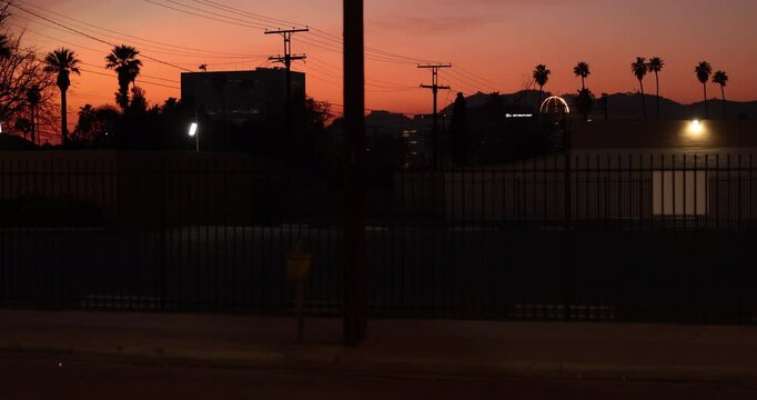 Riverside, California, USA - December 31, 204: Evening traffic passes through the Eastside neighborhood.