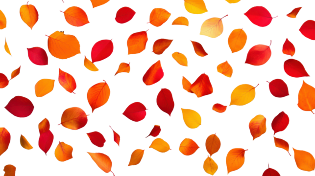 Falling autumn leaves on transparent background: seamless autumn pattern