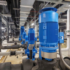 Chiller rooms, large industrial refrigeration rooms, including motor and water pipes