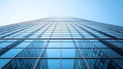 Modern skyscraper facade, city, looking up, architectural detail, business background, possible use stock photo
