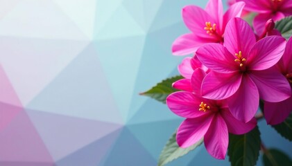 Obraz premium Bold fuchsia flower clusters, geometric backdrop , design, art