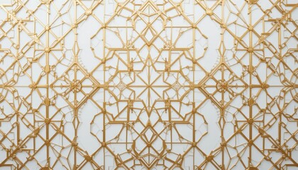 Intricate golden geometric patterns interior design artwork contemporary close-up aesthetic appeal