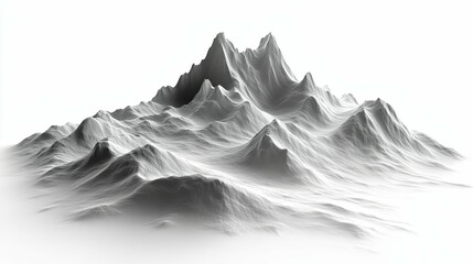 An abstract representation of a detailed mountain range with peaks