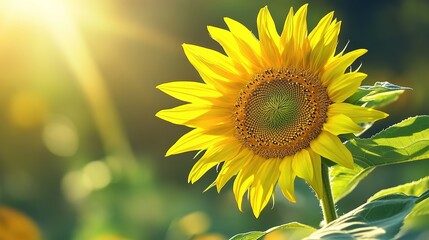 Fototapeta premium Golden Sunflower in Bloom: A Symbol of Youth and Renewal