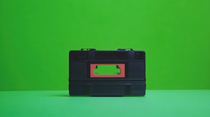 Obraz premium Retro audio cassette case evokes vibrant nostalgia with modern simplicity