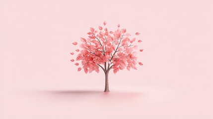 Obraz premium Enchanting pink tree, a stunning display of nature's beauty on soft pink background