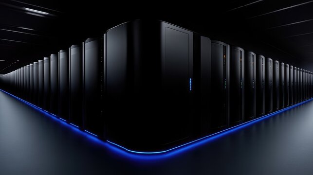 High-tech server room with advanced computer racks