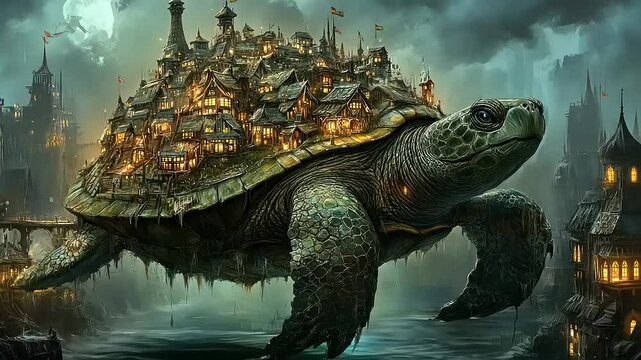 City on a Turtle's Back: A Fantasy Digital Painting