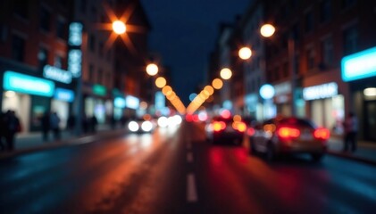 Fototapeta premium Abstract late-night city lights, blurred motion, shadows, shapes
