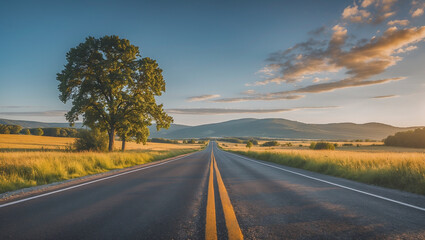 Endless Open Road Through Scenic Countryside
