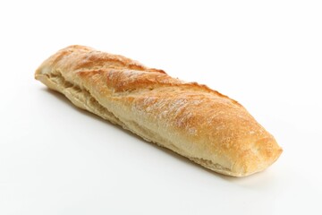 Whole freshly baked baguette isolated on white