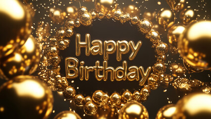 Elegant Golden Birthday Balloons with Surreal Aesthetic