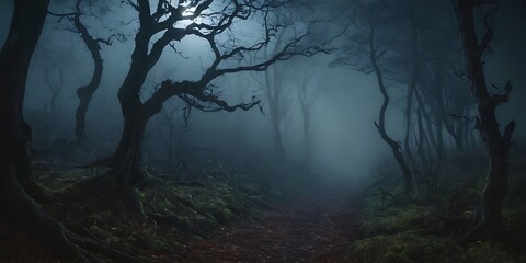 Obraz premium Spooky Forest at Night Halloween