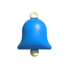 3D Notification Bell Icon – Blue and White Alarm Symbol for Alerts

