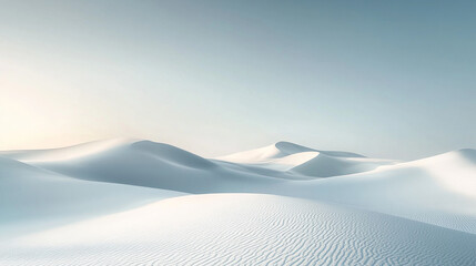 Vast Landscape of Endless White Dunes with Soft Shadows