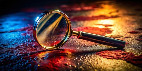 Close-up Detective Clues: Magnified Crime Scene Evidence Stock Photo