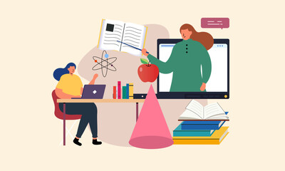 Online learning concept vector illustration