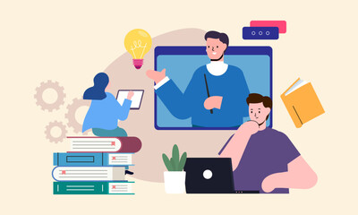 Online learning concept vector illustration