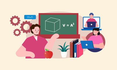 Online learning concept vector illustration