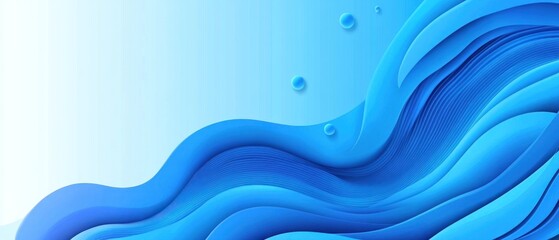 Abstract blue waves with bubbles background.
