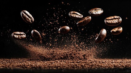 Exploding Coffee Beans for Product Advertising and Marketing Campaigns