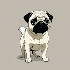 パグのキュートな漫画イラスト