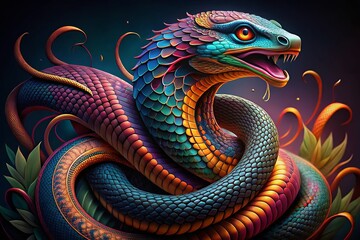 Fototapeta premium Cobra Snake Tattoo Designs: Rule of Thirds Composition, Detailed Artwork